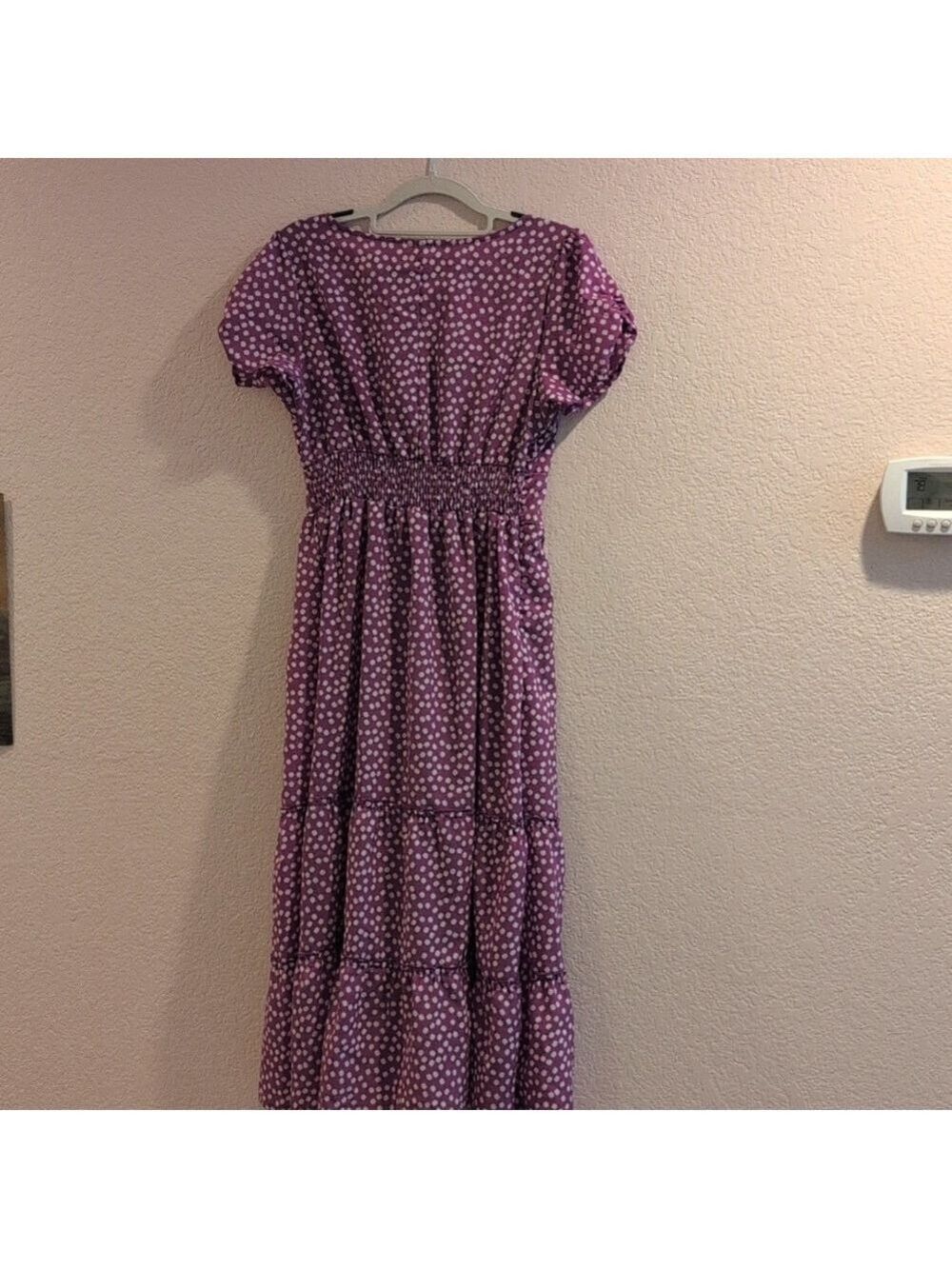 Country Peasant Woman's Dress, Purple And White, Layered Bottom,Midi , Medium. - Picture 4 of 6